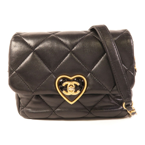 CHANEL 羊皮皮革Heart Flap Bag金扣鏈帶肩背袋