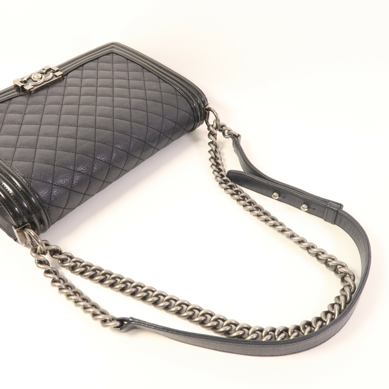 CHANEL 牛皮皮革Boy 28鏈帶肩背袋-5