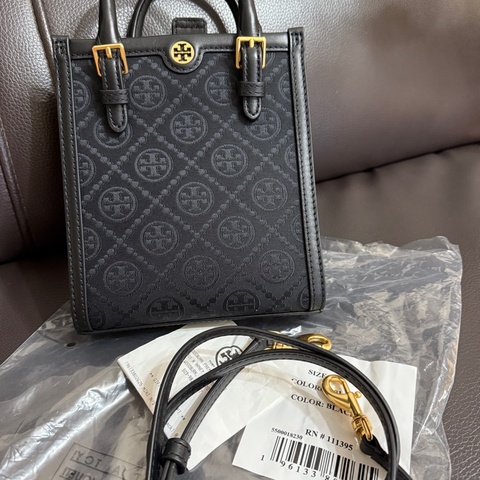 Tory Burch 黑金 琴譜包 斜背包 手提包 全新品