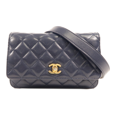 CHANEL 牛皮皮革WOC Wallet On Chain金扣鏈帶肩背袋