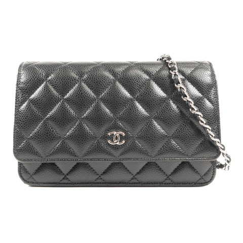 CHANEL 牛皮皮革WOC Wallet On Chain銀扣鏈帶肩背袋