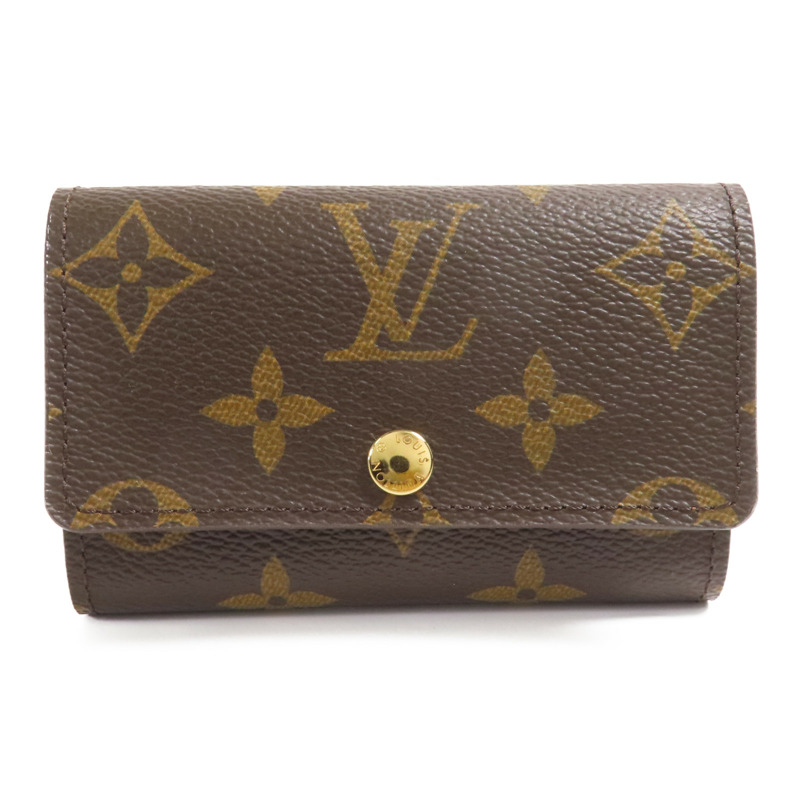 LOUIS VUITTON Monogram 6 Key Holder金扣鎖匙包棕色-0