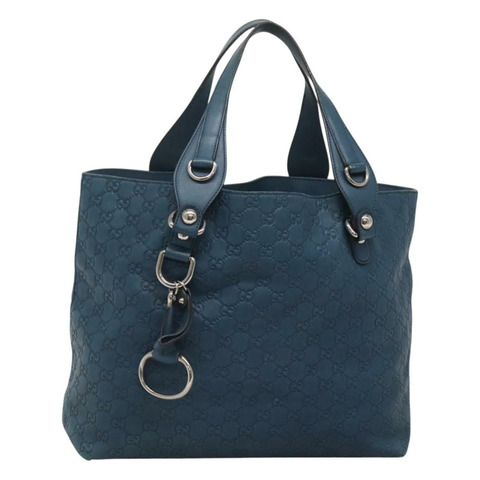 GUCCI GG 帆布 Guccissima 手提包 皮革 藍色 銀色 229852 正品 120476