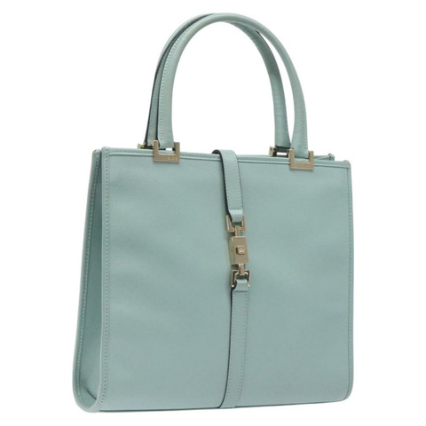 GUCCI 微型 GG 帆布 Jackie 手提包 皮革 藍色 銀色 002 1065 正品 121680