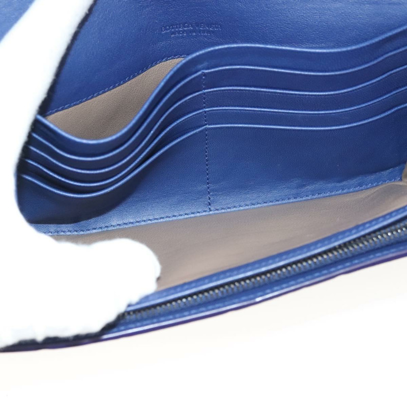 【日本直送】BOTTEGA VENETA INTRECCIATO 長版皮夾 皮革 藍色 正品 127953V-8