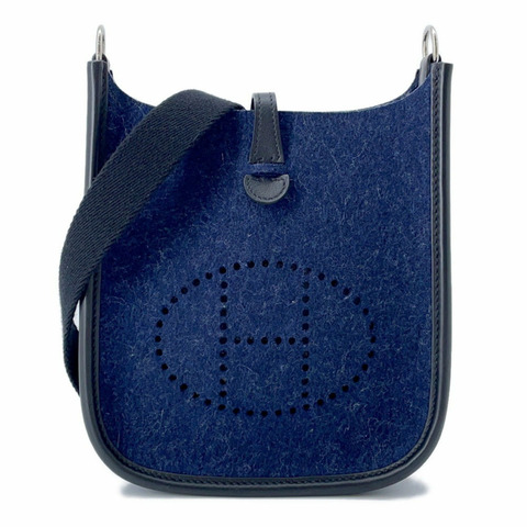 Hermes Evelyn TPM 111cm 肩背包 藍色 Nuit 黑色 Felt Swift Z 印花