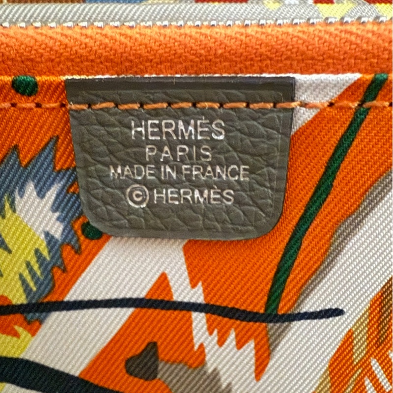 Hermes 全新 愛馬仕 Silk In Classique Evercolor拼接Barenia小牛皮拉鍊絲巾長夾(0L積雲灰)-10