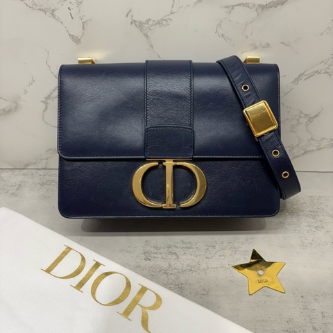 DIOR迪奧｜Montaigne蒙田30全皮蒙田包 藏藍/海軍藍金扣 皮帶款
