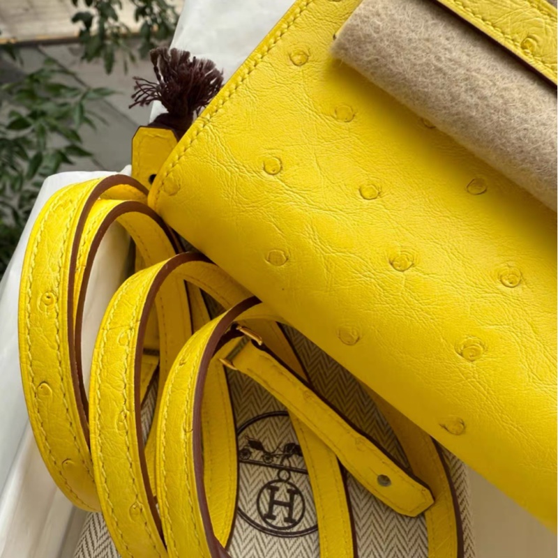 hermes 愛馬仕 鴕鳥 kelly to-go 檸檬黃金扣 Z刻 全新放置未使用-1