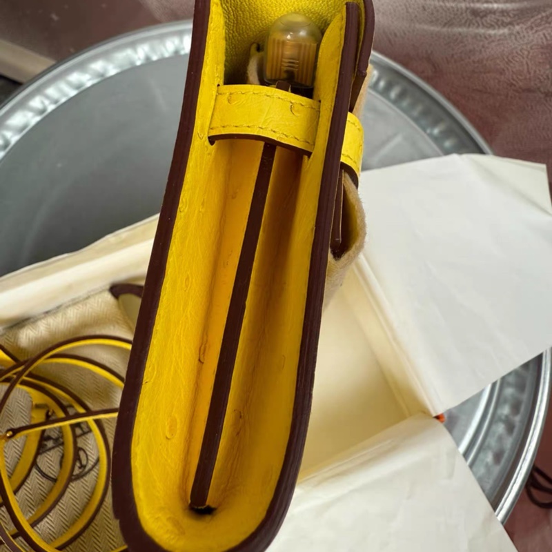 hermes 愛馬仕 鴕鳥 kelly to-go 檸檬黃金扣 Z刻 全新放置未使用-2