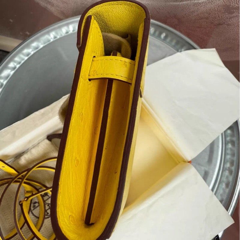 hermes 愛馬仕 鴕鳥 kelly to-go 檸檬黃金扣 Z刻 全新放置未使用-3