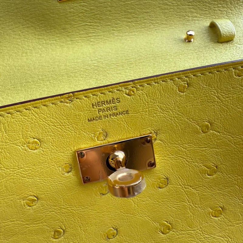 hermes 愛馬仕 鴕鳥 kelly to-go 檸檬黃金扣 Z刻 全新放置未使用-7