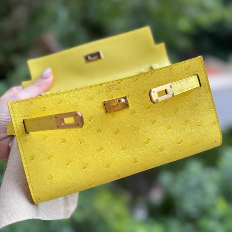 hermes 愛馬仕 鴕鳥 kelly to-go 檸檬黃金扣 Z刻 全新放置未使用-8