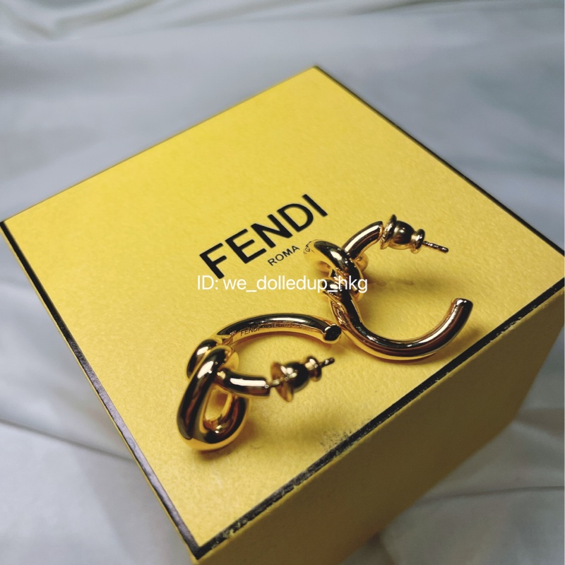 FENDI F logo 金色耳環-2