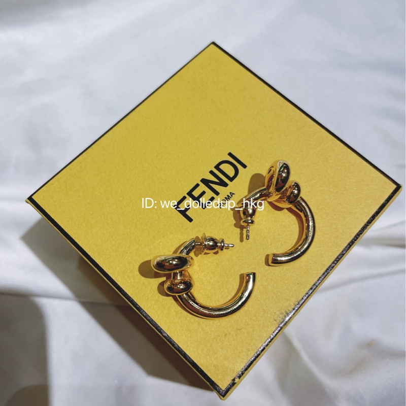 FENDI F logo 金色耳環-3