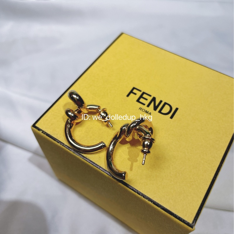 FENDI F logo 金色耳環-5