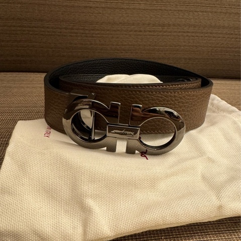 Salvatore Ferragamo 雙面可用男士腰帶  可剪裁 100cm