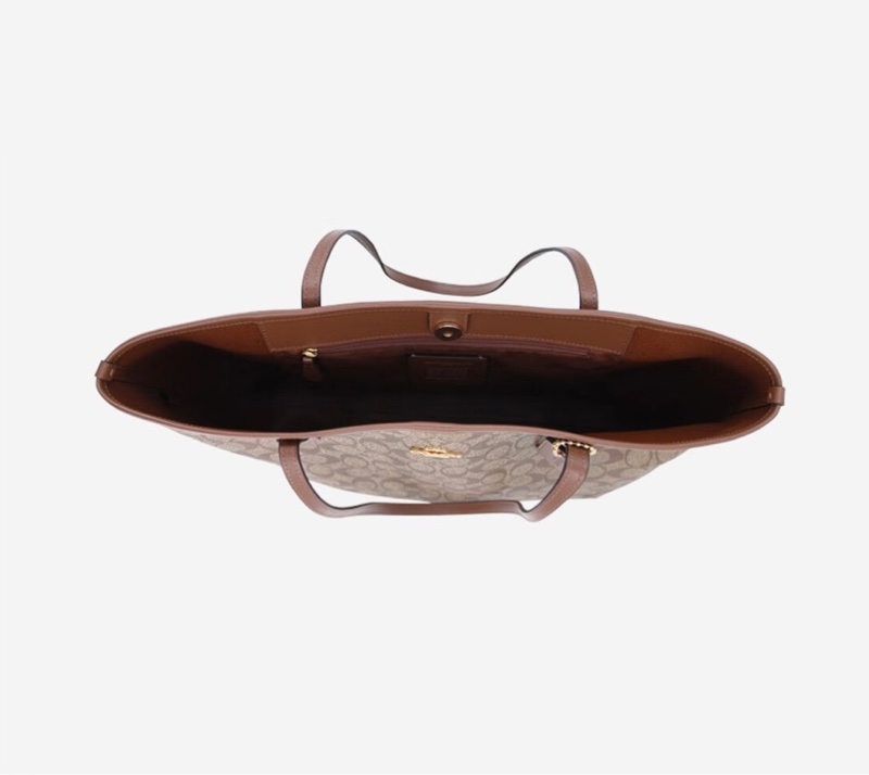 Coach大托特購物包 淺咖老花咖-3