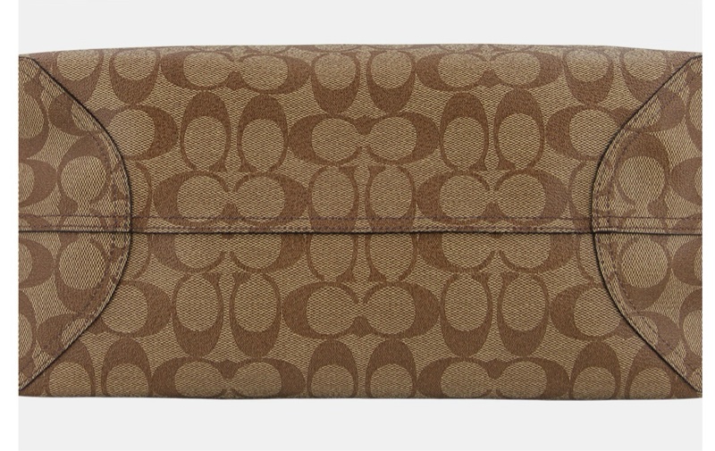 Coach大托特購物包 淺咖老花咖-5