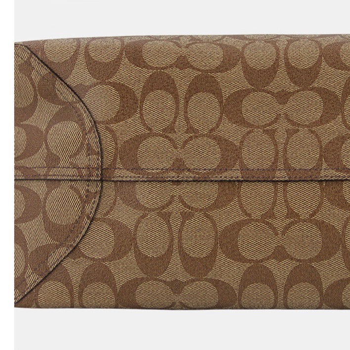 Coach大托特購物包 淺咖老花咖-8