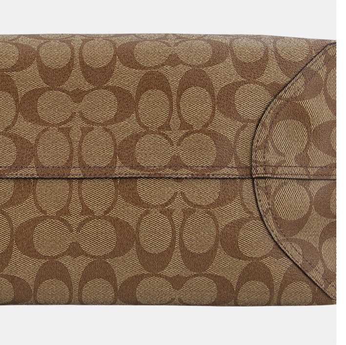 Coach大托特購物包 淺咖老花咖-9