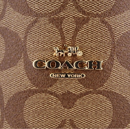 Coach大托特購物包 淺咖老花咖-11