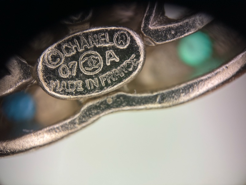 Chanel Vintage 07A琉璃藍綠黑色粒胸針-10