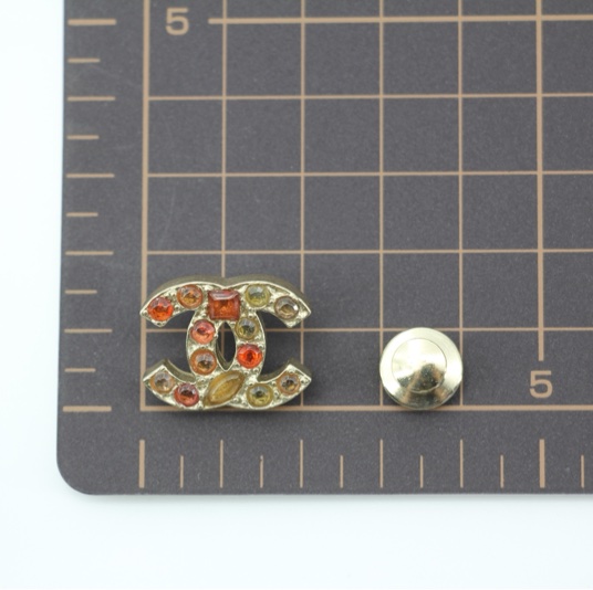 Chanel Vintage 07A琉璃紅橙黃色粒胸針-10