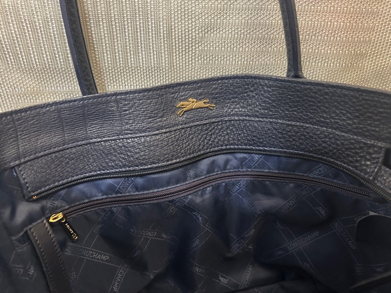 LONGCHAMP深藍色皮革肩背包-4