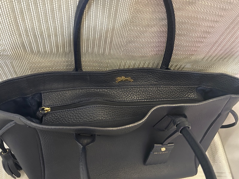 LONGCHAMP深藍色皮革肩背包-6