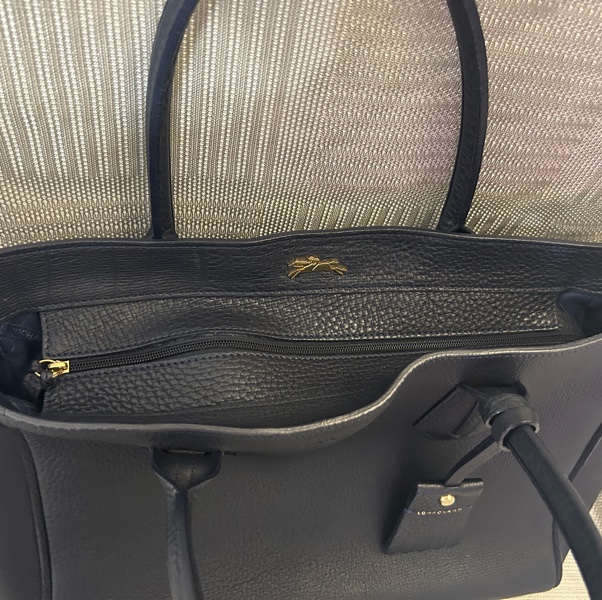 LONGCHAMP深藍色皮革肩背包-13