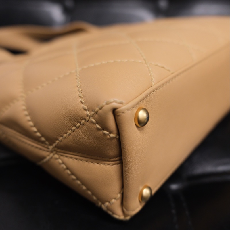 Chanel Wild Stitch Lambskin Tote bag Beige Gold 香奈兒奶茶色羊皮Vivian/Tote Bag-10