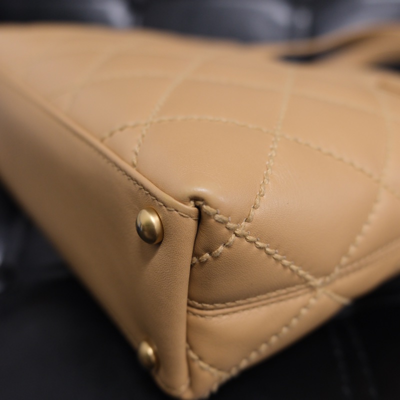 Chanel Wild Stitch Lambskin Tote bag Beige Gold 香奈兒奶茶色羊皮Vivian/Tote Bag-11