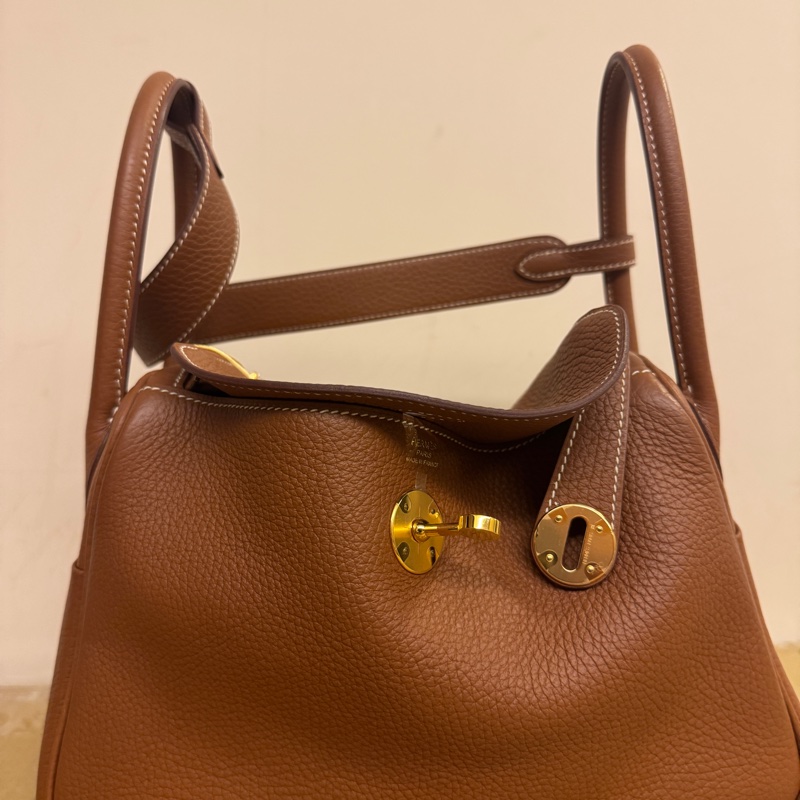 Hermes 愛馬仕Lindy26 金棕金釦 TOGO皮 完美😍-5
