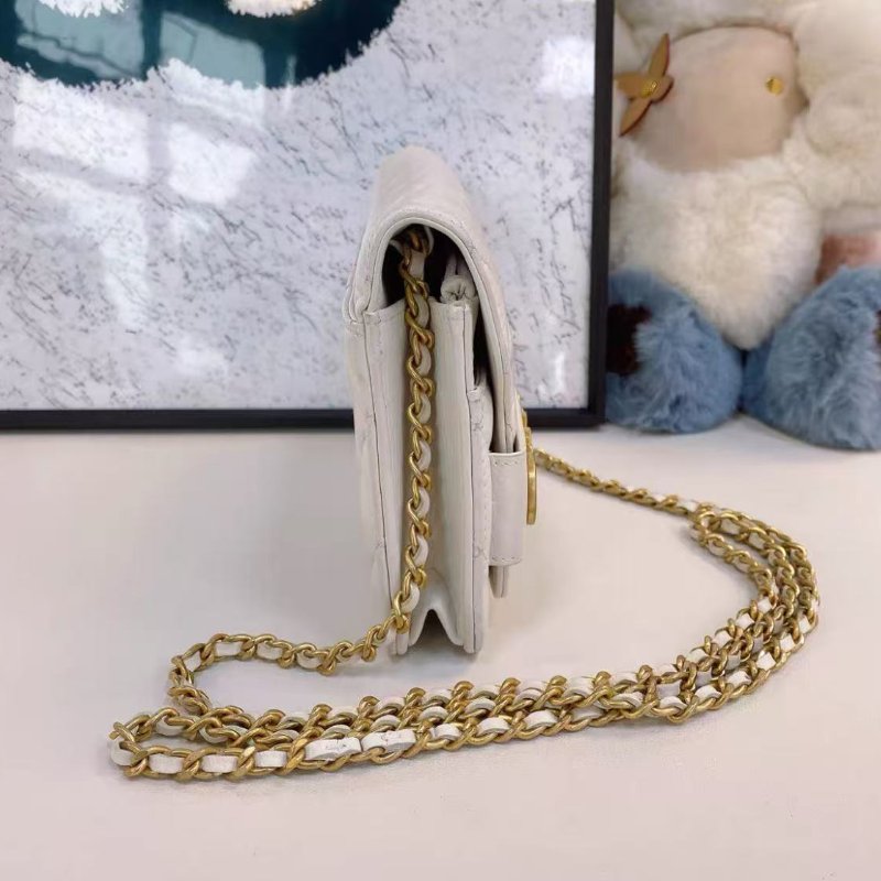 Chanel 白色金色字母 woc鍊條包 19*13 98新配件塵袋-5
