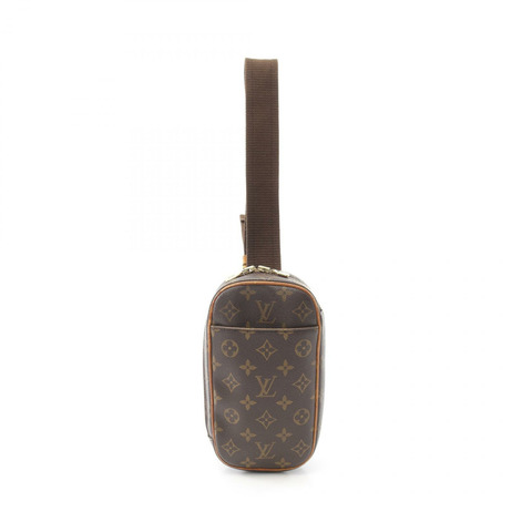 LOUIS VUITTON Pochette Gange Monogram 腰包 身體包 M51870 PVC 塗層帆布皮革 棕色 二手 男女通用