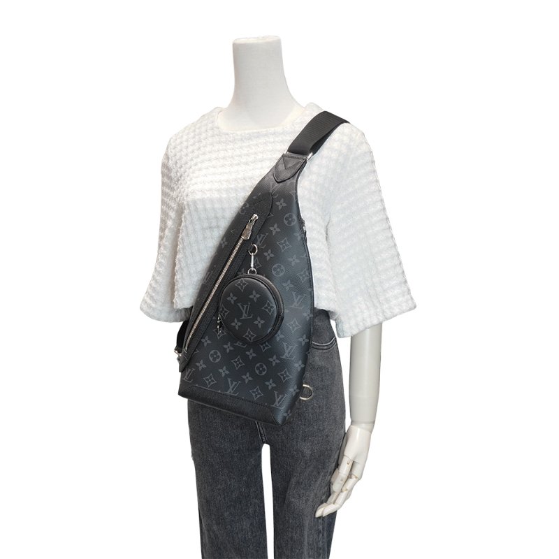 Louis Vuitton Duo 字花帆布斜背胸口包(M30936-黑灰)-5