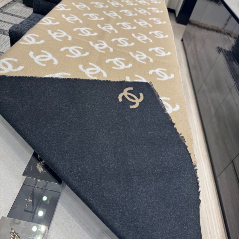 Chanel香奈兒25B雙面駝色羊毛大圍巾-4