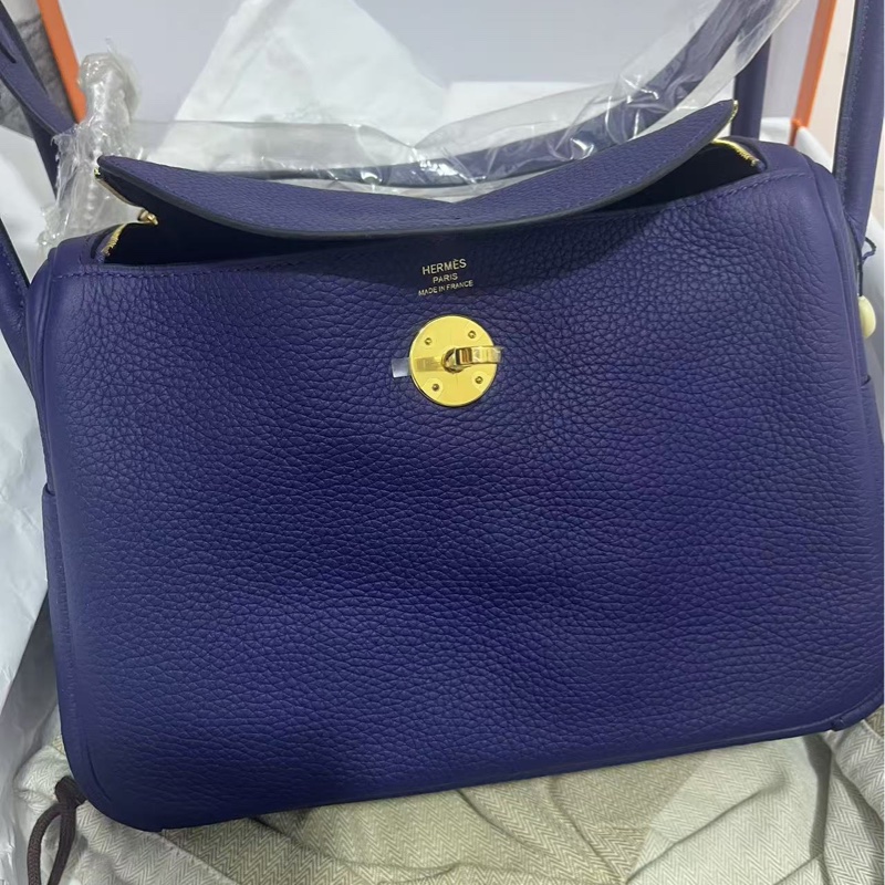 Hermes🌈Lindy 26💙午夜藍金扣💙全新未使用🌟肩帶貼膜在🌟-1