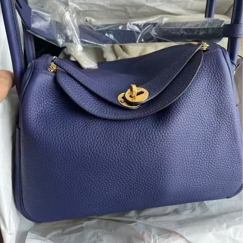 Hermes🌈Lindy 26💙午夜藍金扣💙全新未使用🌟肩帶貼膜在🌟-3