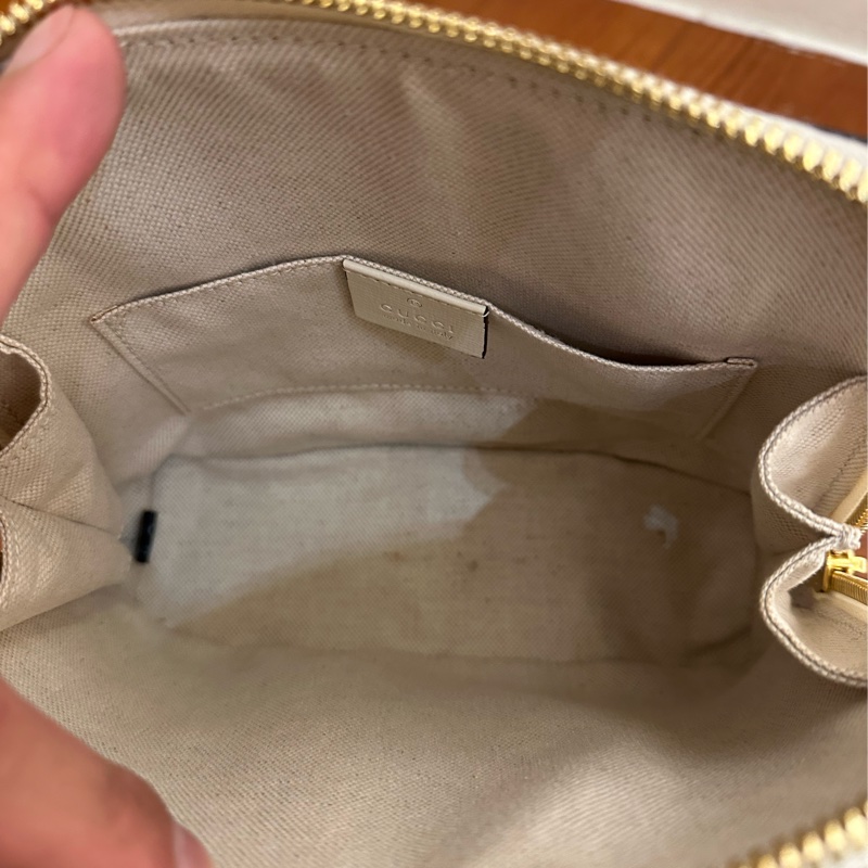 GUCCI 白邊馬銜釦T型手提包-17