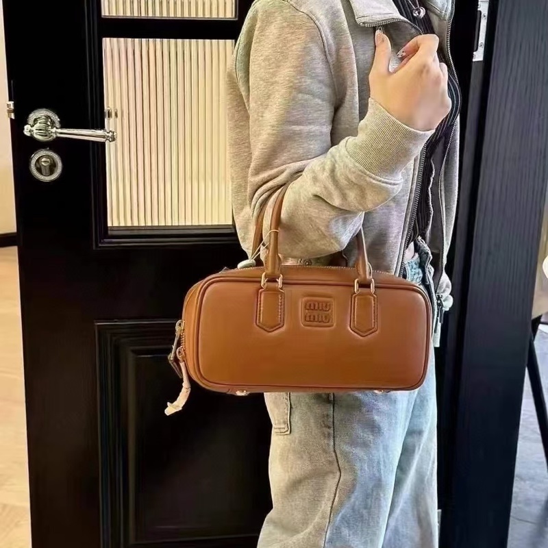 促銷品 Miu Miu Arcadie皮革手袋 干邑色-2