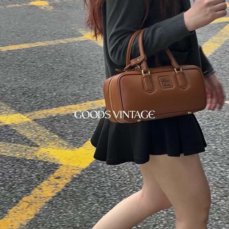 促銷品 Miu Miu Arcadie皮革手袋 干邑色-3