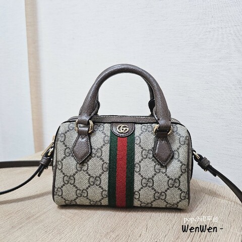 [極新未使用美品❣️]Gucci Ophidia 金釦迷你手提斜背波士頓包