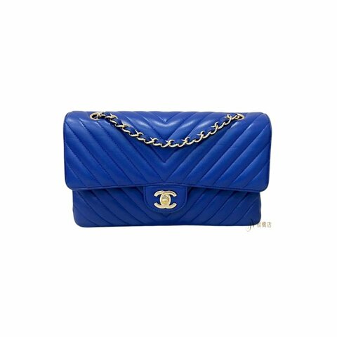 Chanel 寶藍山形紋銀釦COCO25 /A10621