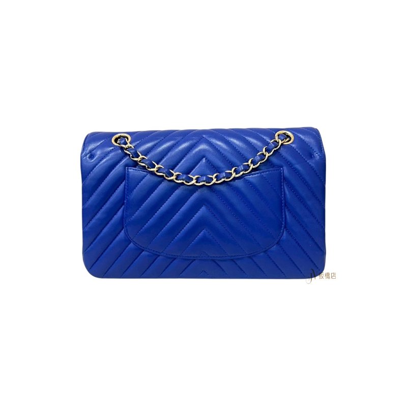 Chanel 寶藍山形紋銀釦COCO25 /A10621-1