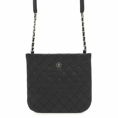 Chanel 單肩包 Matelasse Coco Button 制服皮革 CHANEL 黑色迷你手拿包