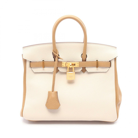 HERMES Birkin 25 手提包 B Togo 皮革 Craie 二手女士 GHW