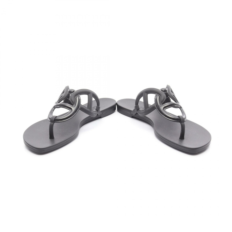 HERMES Égerie 平底涼鞋 221001Z 橡膠 黑色 女款 #35-2