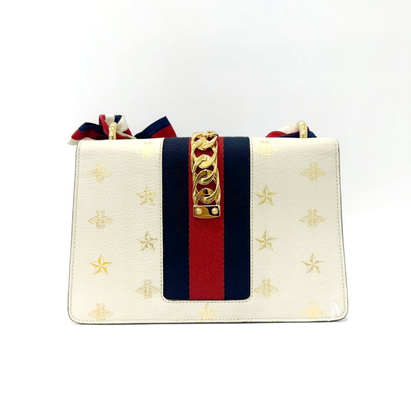 GUCCI 米色牛皮Sylvie蜜蜂星星手提肩背包-3